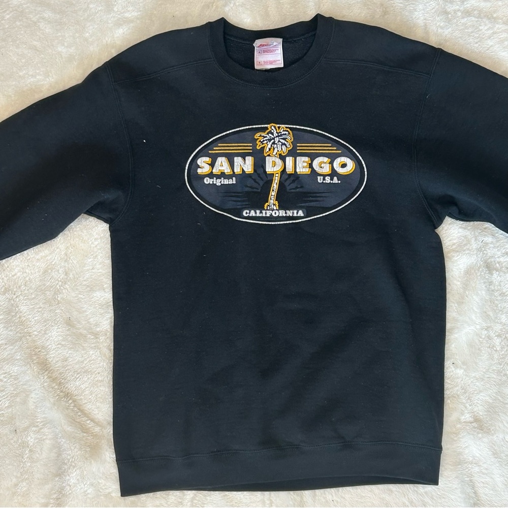 Vintage 90s San Diego California crewneck Medium BVD Tag Palm Tree Big Print